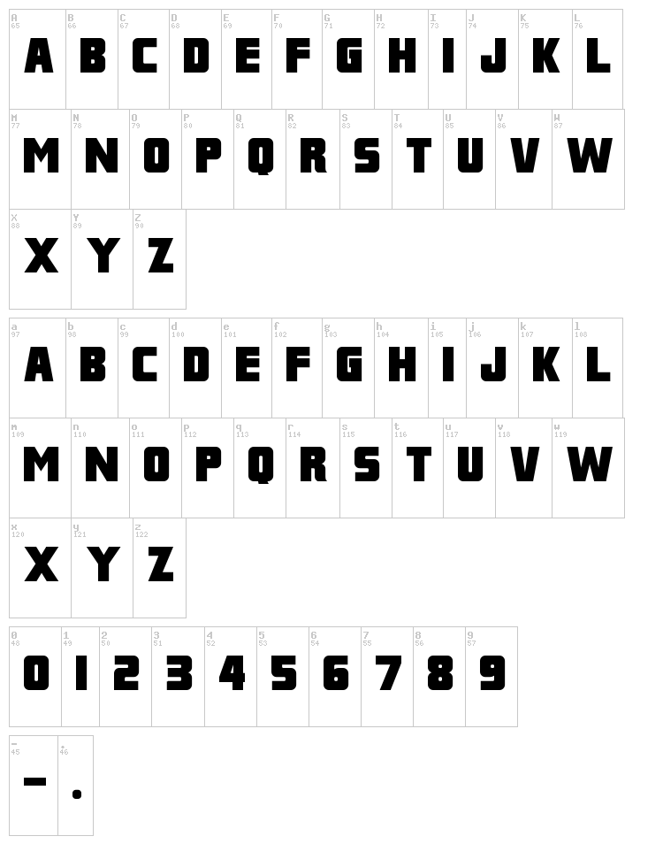 Franklin M54 font map